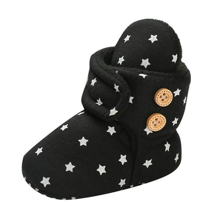 

nsendm Booties Infant Baby Shoes Plus Velvet Warm Polka Dot Printing Boots Non Slip Breathable Toddler Shoes Shoes Black 12 Months