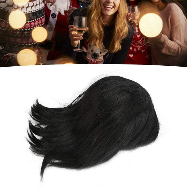MUJERES Cortas Pelucas Negras Rectas, Cosplay Corta Black Wigs Bangs Fácil de Estilo Carácter de anime Para Fiesta sintético