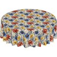 thumbnail image 1 of Round Tablecloth with Wave Lace 60 Inch, Bouquets Wildflowers Round Tablecloth Wipeable Table Cover Farmhouse Table Cover for Dining, Party, Buffet, Wedding, 1 of 1