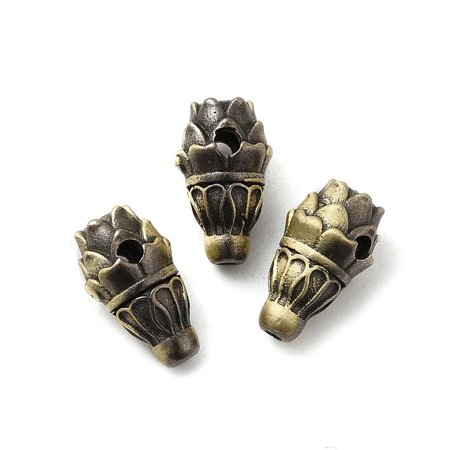 20pc Lotus Flower Tibetan Style Rack Plating Brass 3 Hole Guru Beads T-Drilled Beads Long-Lasting Plated Antique Bronze 10.5x6mm Hole: 1.4mm