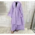 thumbnail image 5 of IBTOM CASTLE Muslim Chiffon Abaya for Women Open Front Cardigan Modest Dress with Hijab Scarf Middle East Arabian Robe Islamic Long Dress L Purple, 5 of 8