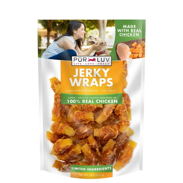 Pur Luv High Quality Jerky Wraps Dog Treats, Chicken & Sweet Potato, 16 oz
