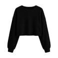 thumbnail image 5 of Ribbed Crop Tops for Women Spring Fall Trendy Crewneck Sweatshirt Light Casual Loose Fit Pullovers (M, Black), 5 of 7