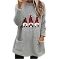thumbnail image 2 of Fleece Sherpa Pullover for Women Christmas Gnomes Printed Casual Crewneck Pullover Winter Warm Faux Fur Sweatshirts Loungwear Tops with Pocket, 2 of 4