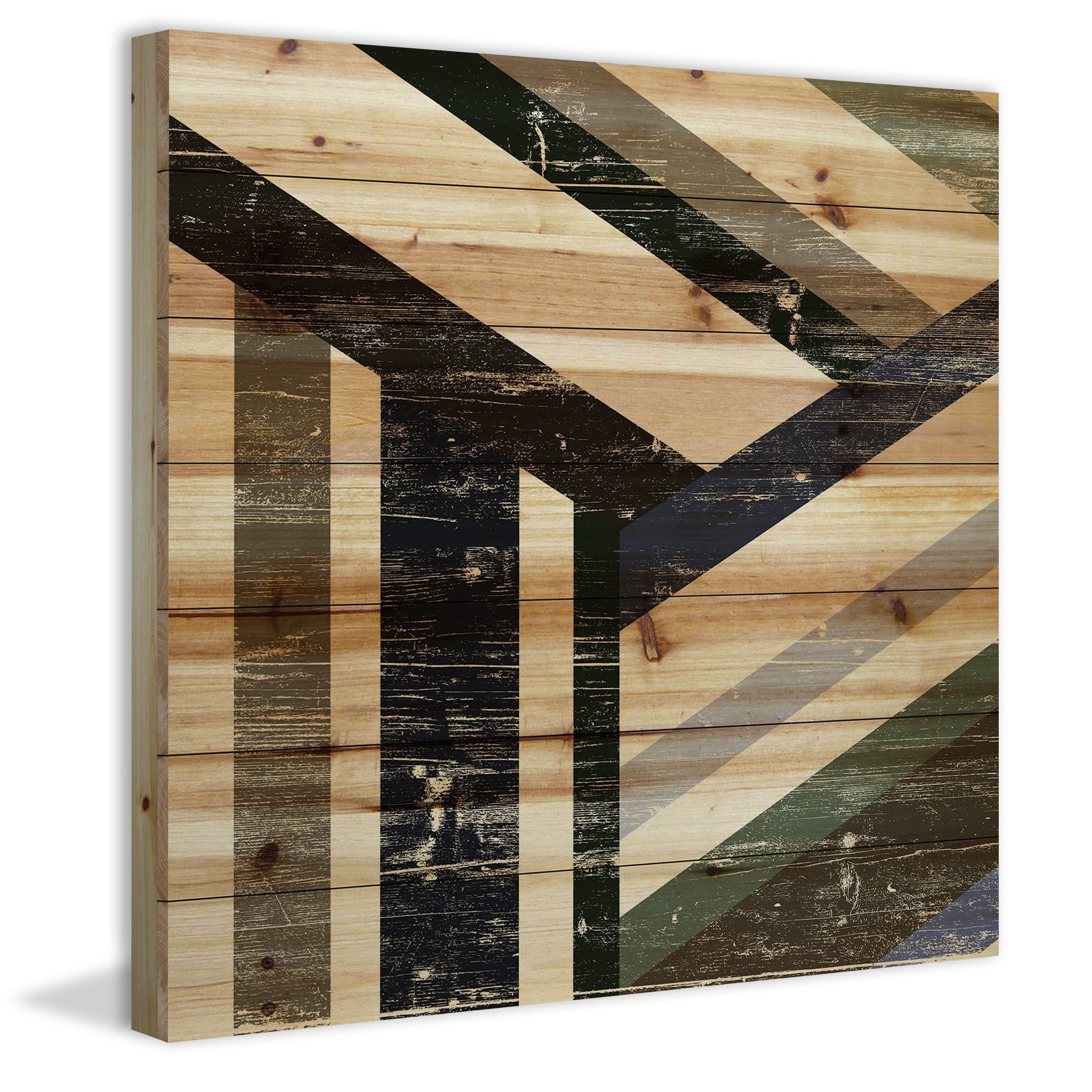 "Three Ways" Painting Art Print on Natural Pine Wood