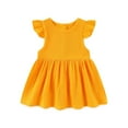 thumbnail image 2 of HUANBAI Toddler Girls Fly Sleeve Holiday Party Solid Dress Dance Party Princess Dresses A-line Sundress 3-6 Months, 2 of 4