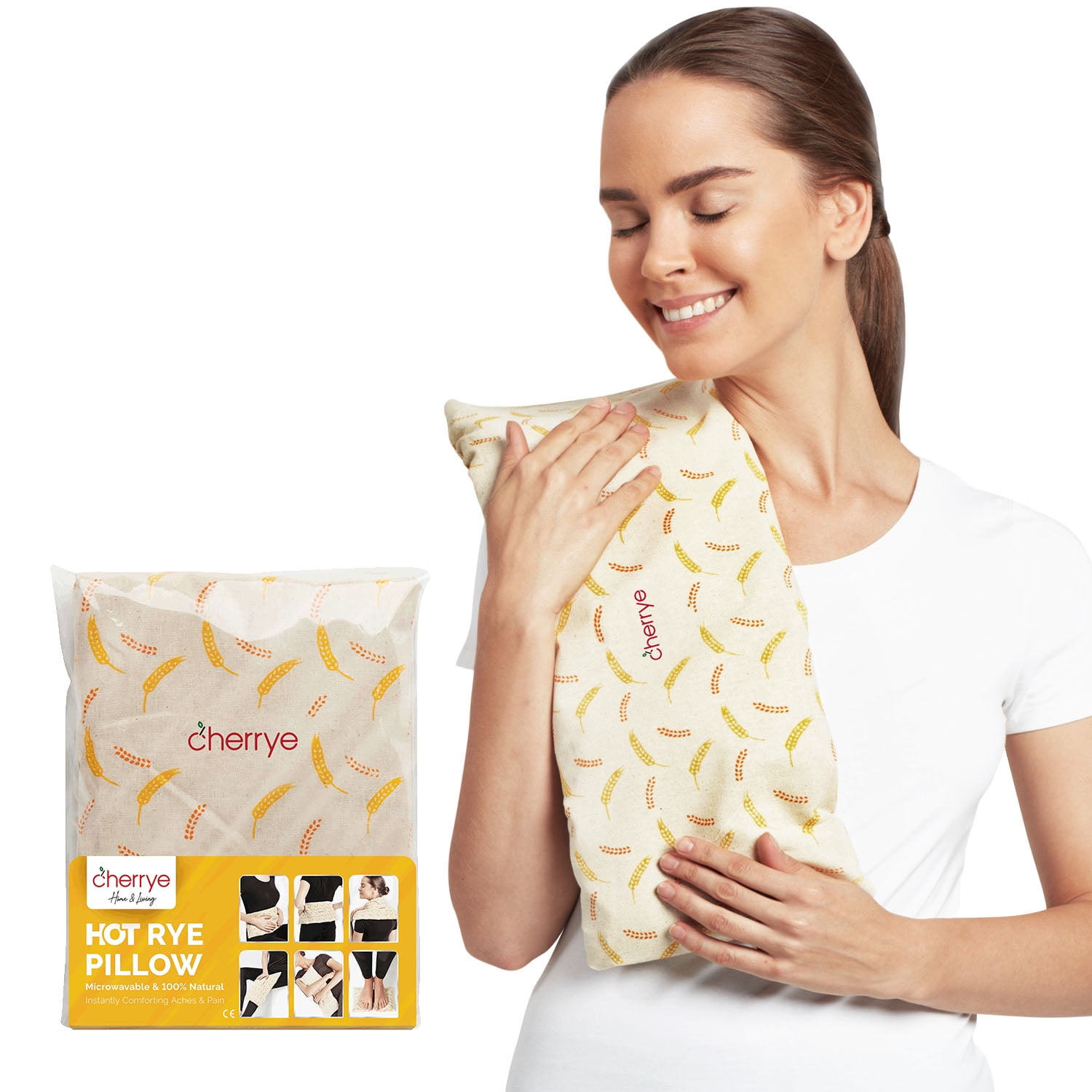 Cherrye Heating Pillow Filled with Rye Microwavable Rye/Stone/Seed