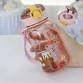 thumbnail image 2 of Botella de agua para niños, botella de agua para la escuela, botellas deportivas de plástico, sin Bpa, botellas de agua pequeñas para interiores y exteriores, 14 onzas (rosa con pa, 2 of 5