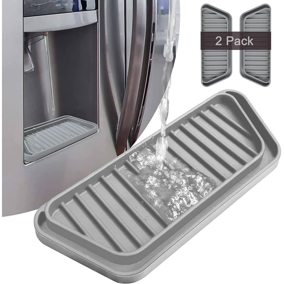 2 Pack Refrigerator Drip Catcher, Refrigerator Drip Catcher, Tray Fridge Spills Water Protects ice and Prevents Hot Water From overflowing Refrigerator Accessories, Gray
