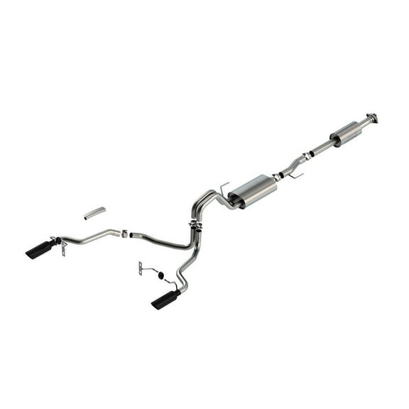 Borla F-150 2021-2025 2.7L/3.5L Touring Cat-Back Exhaust System with Black Chrome Tips - Part #140862BC