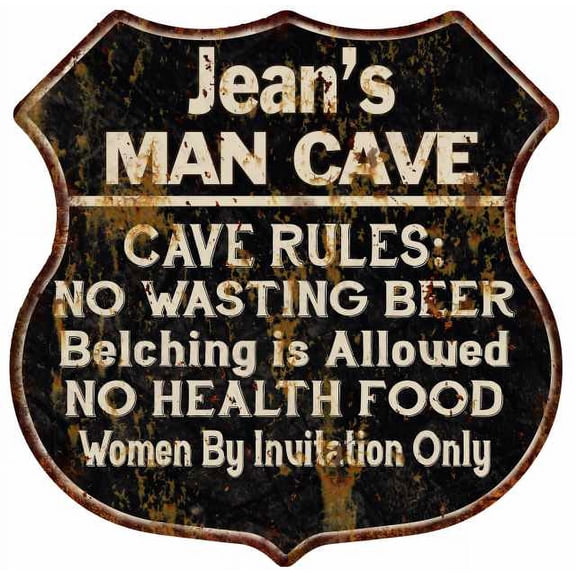 Jean's Man Cave Rules Sign Shield Metal Gift 211110007070