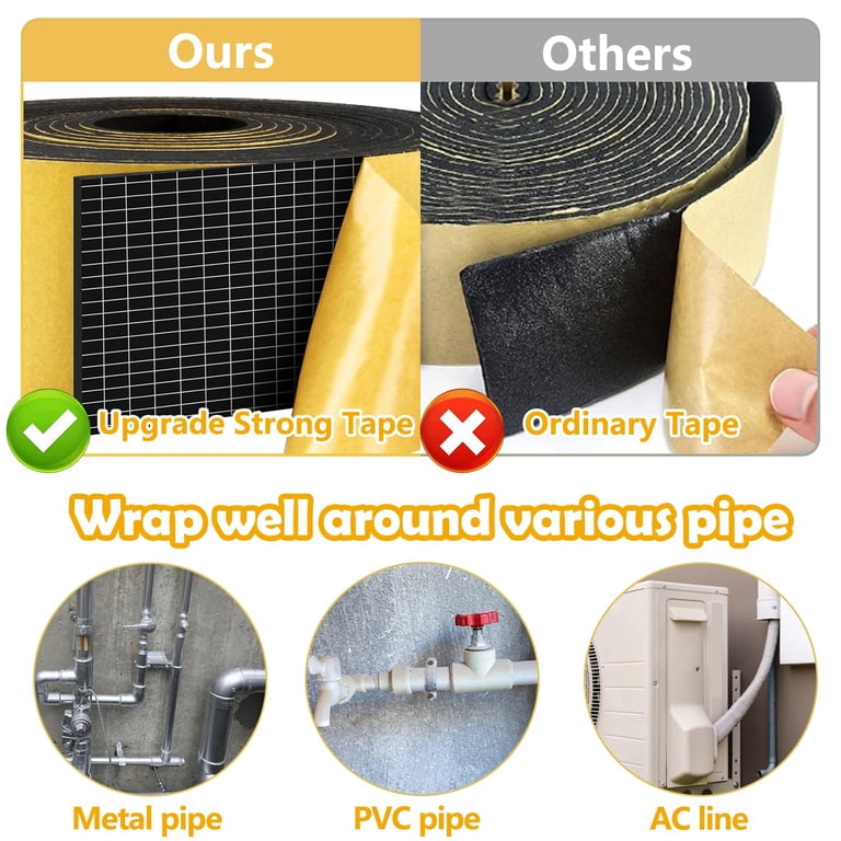 2 X 33 Ft Pipe Insulation Tape – Self-Adhesive Foil Wrap For Water Pipes, Prevents Freezing In Winter & Heat Damage In Summer