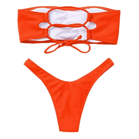 

Cathalem Swimming Shorts for Women Long Control Swimsuit High Bikini Two Women s Tummy Waisted Sports Bra Swimsuits for Women Underwear Orange Small