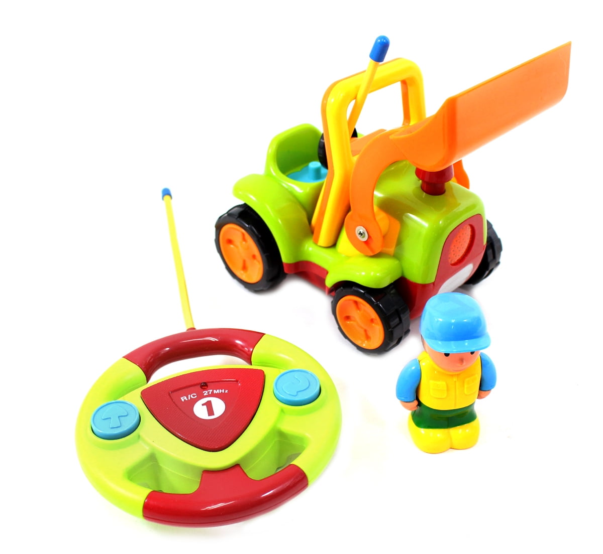 PlayWorld Gobbles of Giggles 4" Cartoon RC Construction Truck Toy For Toddlers - Green