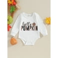thumbnail image 2 of Liacowi Newborn Baby Boys Girls Halloween Outfit Long Sleeve Pumpkin Letters Print Romper Bodysuit 3 6 9 12 Months Infant Boys Girls Halloween Onesie Jumpsuits 0-18M, 2 of 9