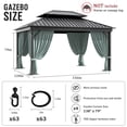 thumbnail image 2 of Pakunoda 11.5' X 6.5' Gazebo Universal Replacement Privacy 4-Panel Curtains, Waterproof Outdoor Curtains Calcite Blue Sidewall with Zipper for Patio Garden Backyard 10' X 13' Gazebo, Curtain Only, 2 of 8