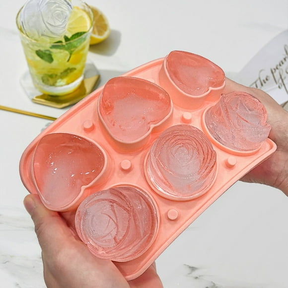 Molde de Hielo de ma de Corazón de Rosas de Silicón - Flexible y Resistente con Tapadera Embudo Incluida