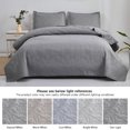 thumbnail image 4 of Green Essen 3 Pieces Solid Color Quilt Set Twin Size,Soft Microfiber Bedding Sets Lightweight Bedspread Reversible Coverlet Bed Cover(Gray), 4 of 8