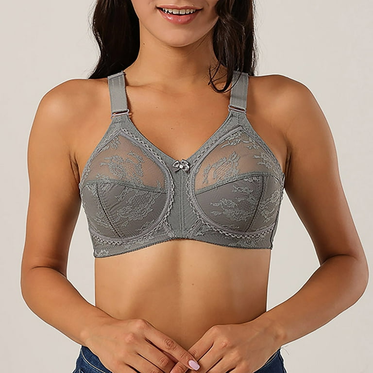 Bigersell Bandeau Bra Women's Lace Transparent Underwear without Underwire  and Sponge Bras Female Synthetic Backless Sports Bra Big & Tall Lace Bra,  Style 621, Gray 100c 