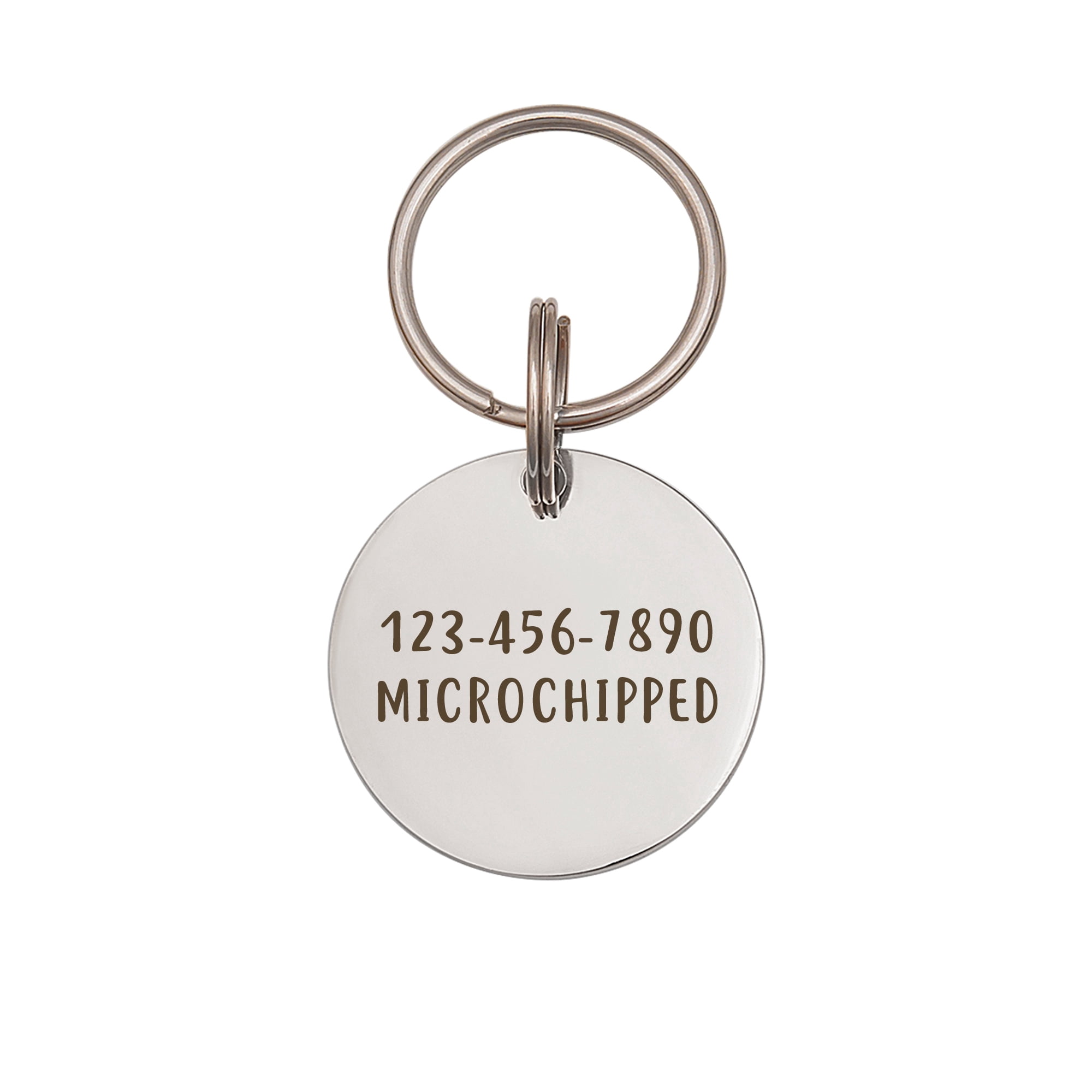 Personalized Round Pet ID Dog Tag - Engravable Name and Icon Licence Key Chain for Collar - Custom Stainless Steel Pet ID Tags - Emergency Tags for Pets - Ship Next Day [Silver]