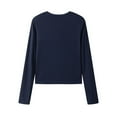 thumbnail image 4 of Blue Women's Long Sleeve T-shirt, Women'S Long Sleeve Shirts Crew Neck Slim Fit Going Out Tops Basic Tees Barely There,Women's Long sleeve T-shirt L, 4 of 9
