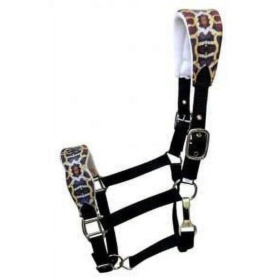 Showman Nylon Bronc Halter w/ Padded Snake Print Crown & Noseband