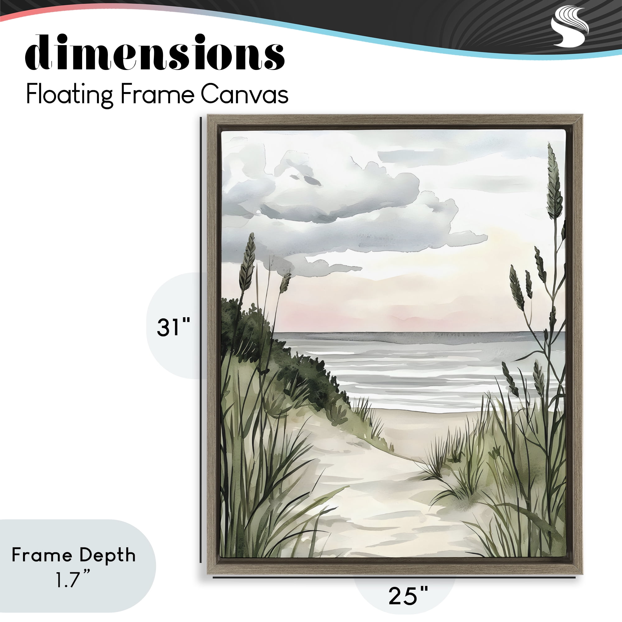 Stupell Industries Coastal Calm Seaside Dunes Brown Framed Floater Canvas Wall Art, design by Riley B