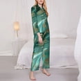 thumbnail image 3 of Pofeuu Green And Gold Marble Print Womens Pajamas Set Long Sleeve Sleepwear Button Down Nightwear Soft Pj Lounge Sets Button Down Pajamas Women-X-Large, 3 of 7