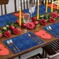 thumbnail image 4 of Valentine's Day Placemats Set of 6, Blue Heart Place Mats Blue Denim Farmhouse Tablemats Placemat Table Decoration for Kitchen Table Dinner Wedding Party Home Decor Indoor Outdoor 13x19 Inch, 4 of 9