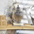 thumbnail image 2 of DecMode 10" x 18" Silver Ceramic Decorative Jars with Geometric Cutout Design and Lid, 1-Piece, 2 of 8