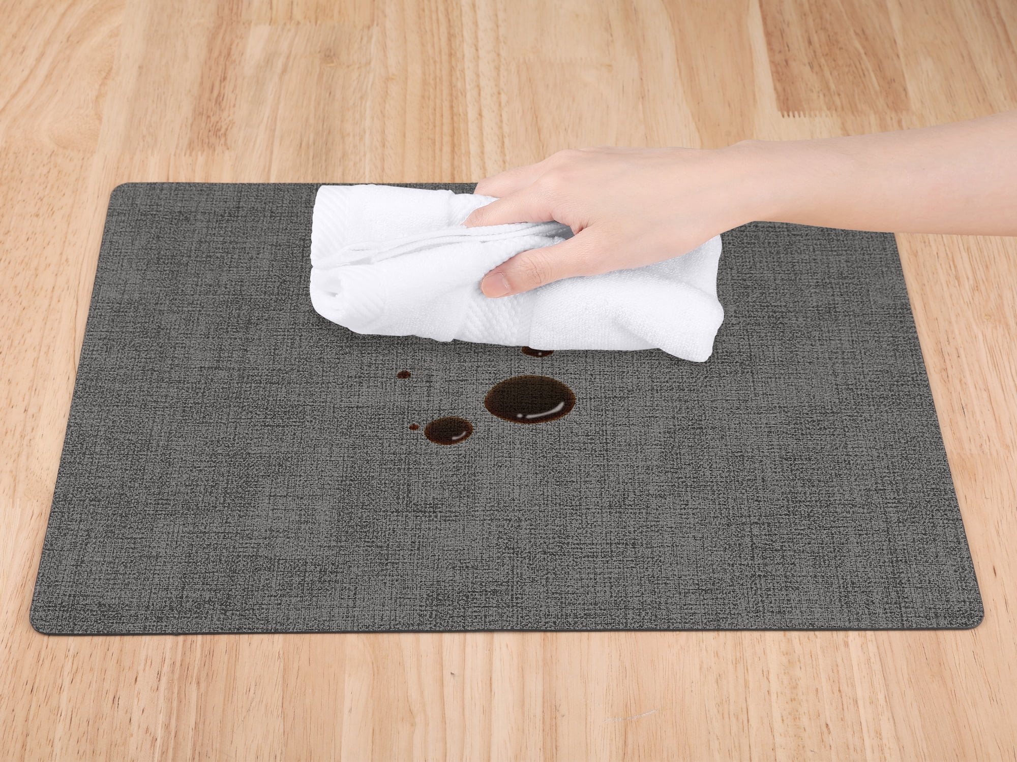 Unique Bargains Faux Leather Table Placemats for Kitchen Dining Table Light Dark Gray