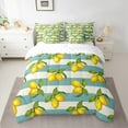 thumbnail image 2 of Castle Fairy Tropical Lemon 7-Piece Twin Bedding Sets,Geometric Stripes Bedding Comforter Set,Fresh Fruit Breathable Sheet Sets,Microfiber Botanical Bedroom Decor,Reversible, 2 of 8
