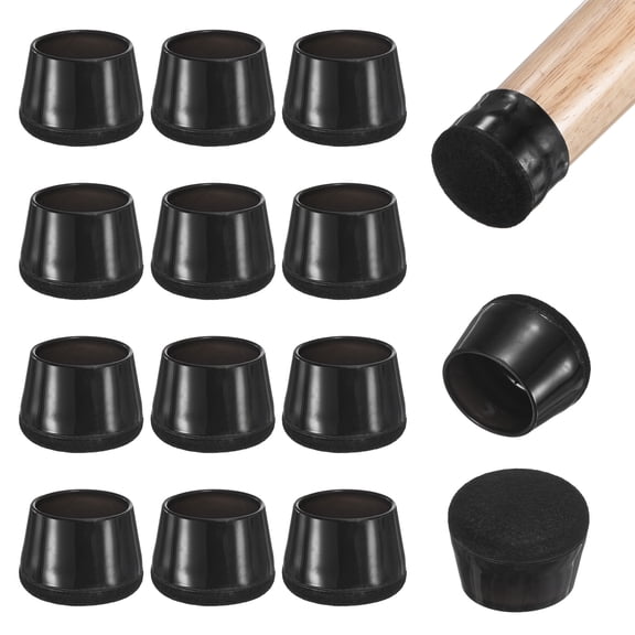 Uxcell 16-Pack Chair Leg Floor Protectors, 1.18-1.41 Inch Silicone Cups Round Felt Furniture Pads Chair Leg Covers Socks [Black]