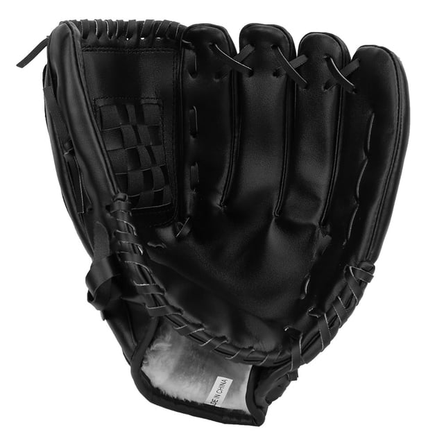 Guantes de béisbol de PVC grueso para entrenamiento y competición, para adultos y niños (negro, 12,5 pulgadas)
