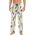 thumbnail image 2 of Black and Yellow Feathers Men's Pajama Pants Lightweight Sleepwear Bottom Lounge Pants, 2 of 6