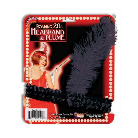 Black Sequin Flapper Headband Halloween Costume Accessory