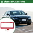 thumbnail image 2 of Unique Bargains License Plate Frame Stainless Steel Car License Plate Frame Bracket with Screws Caps 2 Hole Square Oval Hole Wide Frame Red, 2 of 7