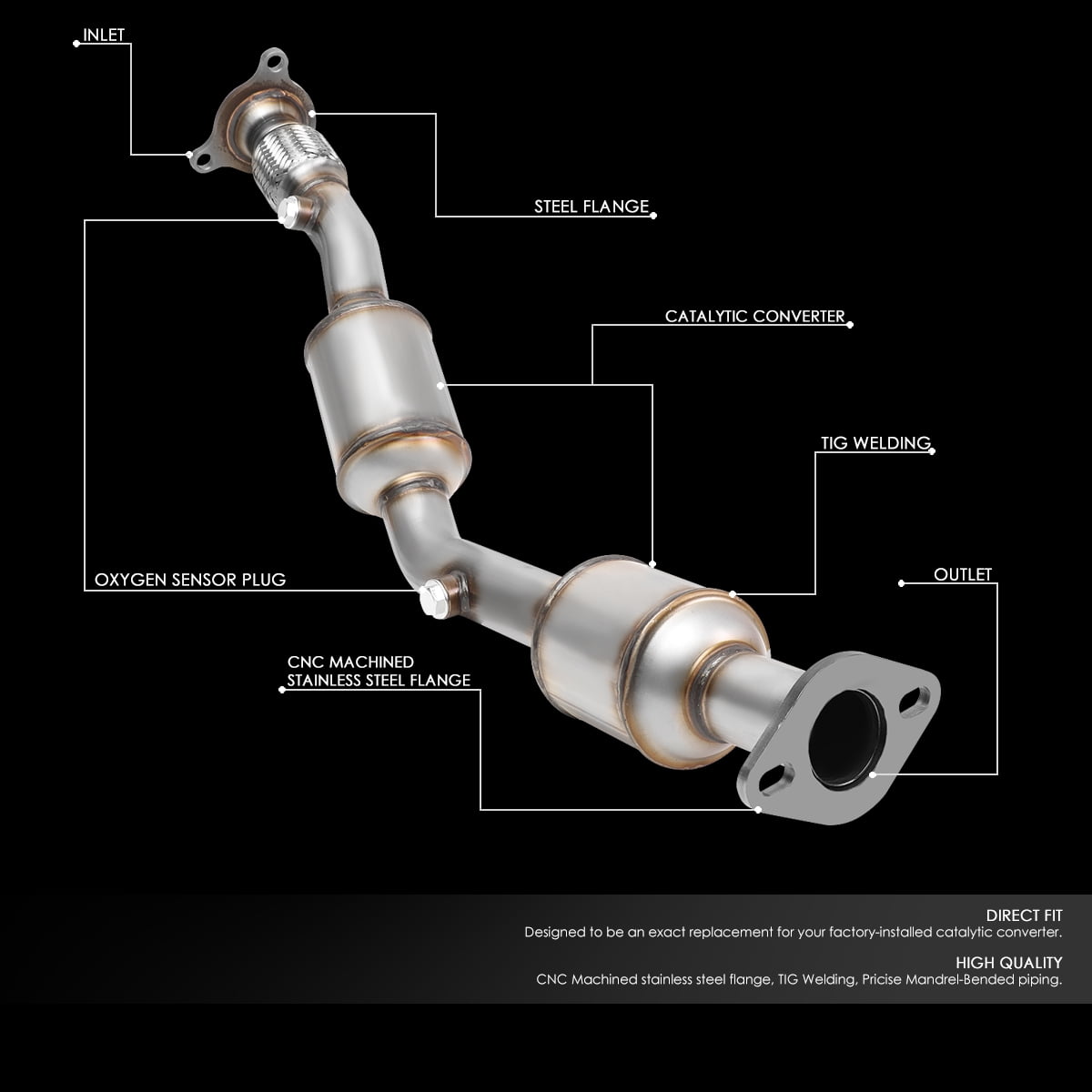 DNA Motoring For 08-11 Chevy Cobalt HHR Pontiac G5 AT 2.2L 2.4L Factory Style Center Catalytic Converter Exhaust Manifold