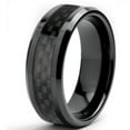thumbnail image 2 of Tungsten Wedding Band Ring 8mm Men's Engagement with Black Carbon Fiber Inlay, 2 of 4
