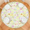 thumbnail image 2 of Round Tablecloth with Elastic Hem and Elegant Floral Pattern, Water-Resistant Polyester Fabric, Fits 44-52 Inch Tables, Extra Large, 2 of 7