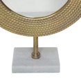 thumbnail image 4 of Benjara BM220979 Hammered Metal Frame Round Standing Mirror with Block Base, Gold - Large, 4 of 5