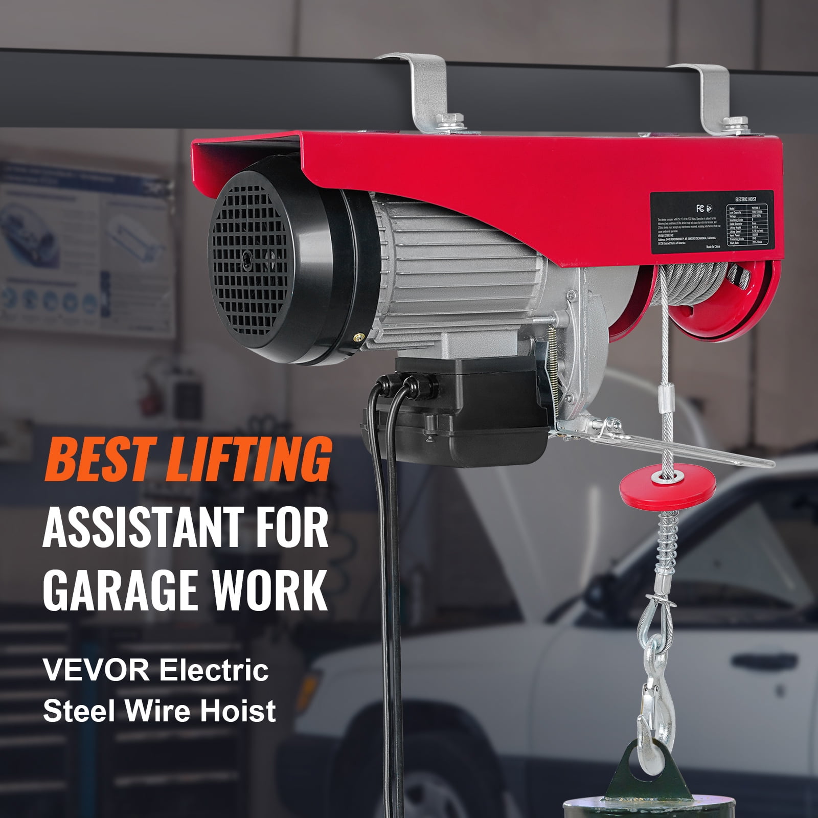 KFFKFF Electric Hoist 1760lbs Crane Winch with Wired Remote Control 1450W 110V