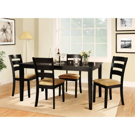 Homelegance Weton Home Tibalt 5 Piece Rectangle Black Dining Table Set - 60 in. with Ladder Back Chairs