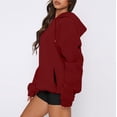 thumbnail image 3 of BDPORKAS Women's Drawstring Hoodies Sweatshirt Fall Winter Trendy Clothes Long Sleeve Pullover Tops with Pocket Deep Red XXL, 3 of 4