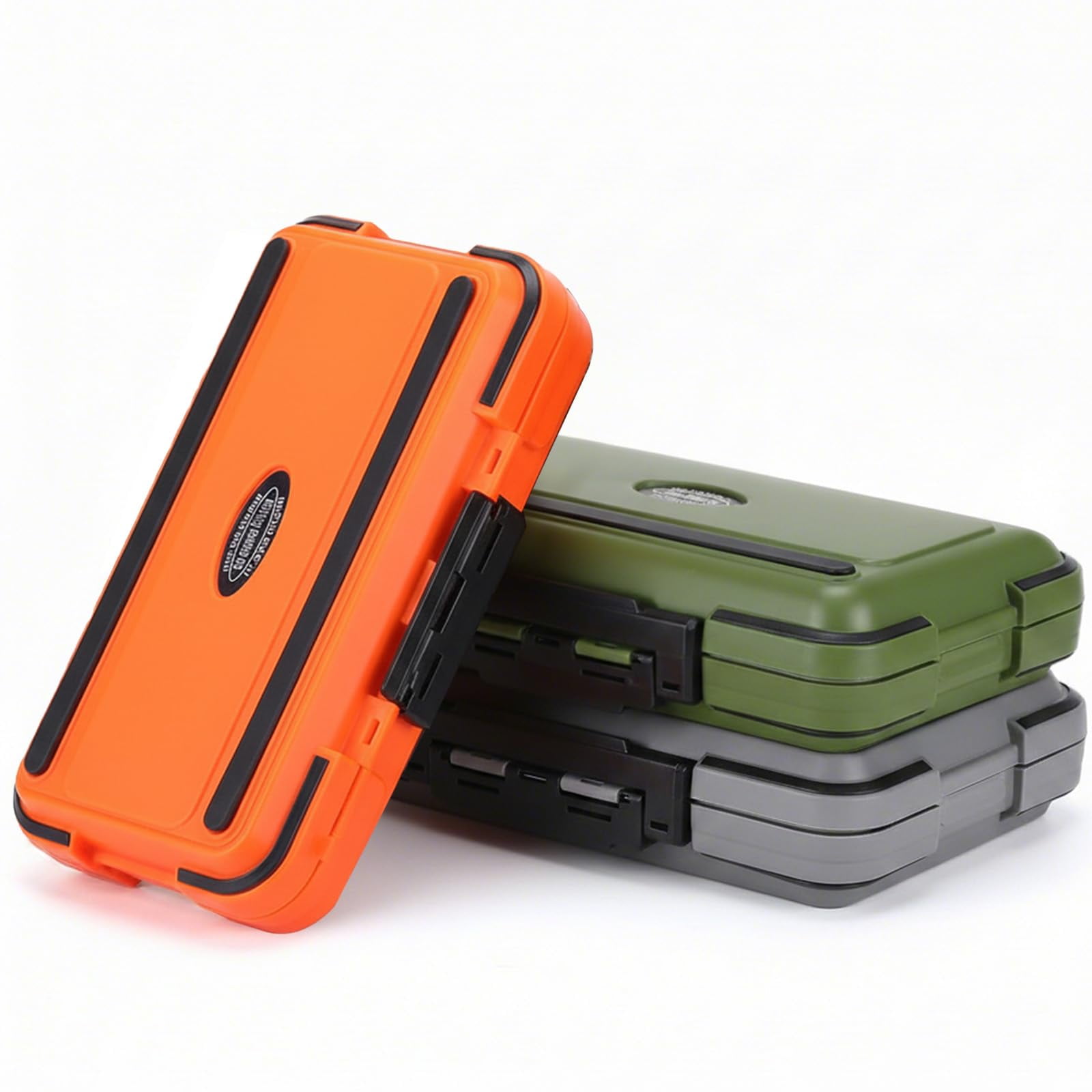 3 Pack Small Tackle Box Organizer Waterproof Floating Lure Storage Orange Green Grey