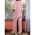 thumbnail image 2 of Osfvolr Short-Sleeved Knitted Trousers Suit Pink XS, 2 of 5