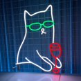 thumbnail image 2 of Handmadetneonsign Cat Drinking Wine Neon Sign, Cat Wall Art Decor, Cat Liquor Wall Decor, 2 of 4