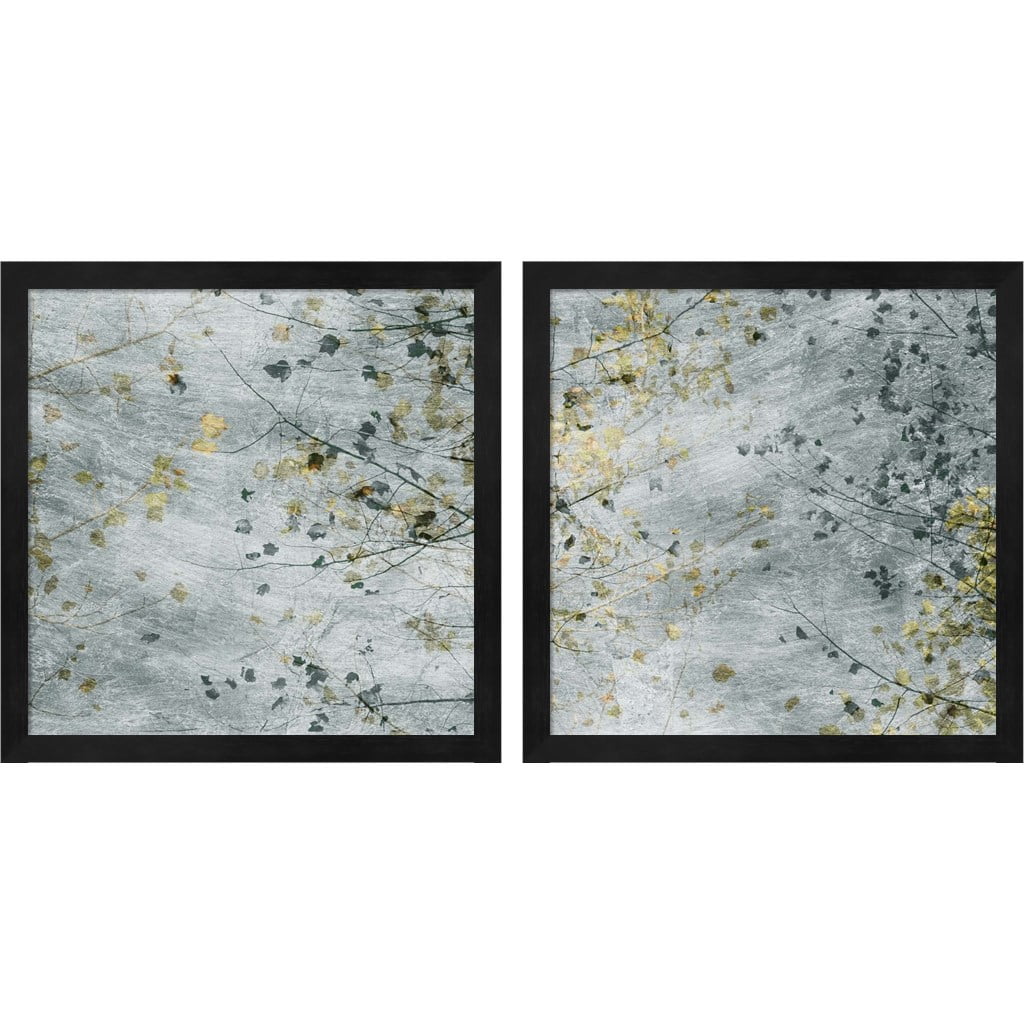 Seasonal Transition Abstract Gray and Black Framed Art Set