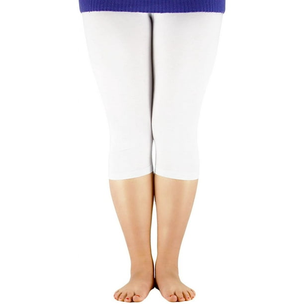 ShenMo Women's Premium Soft Dress Leggings Lightweight Bamboo Capri Pants  Plus Size Crop Basic Capri Tights，XXXL 