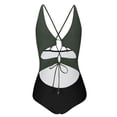 thumbnail image 6 of Ecqkame Women's One Piece Tankini Swimsuits Tummy Control Hollowed Out Ring Linked Bathing Suit Lightweight Vacation Swimwear with Chest Pad Multicolor XL, 6 of 7
